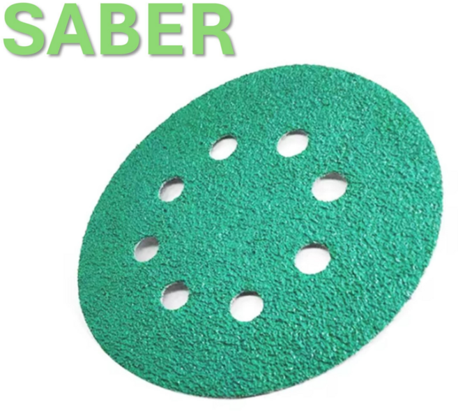 SABER 5인치(125mm) 8홀 지르코니아 필름 원형사포 (1BOX 100장), #400, 1개