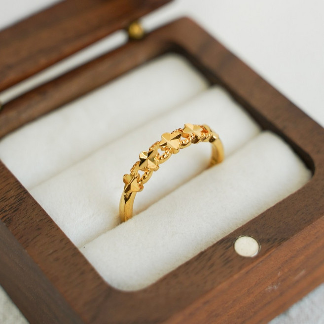 행운의 네잎 클로버 꽃 도금 데일리 부적 패션 반지, 단품, 1개