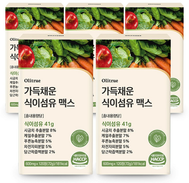 올리트루 가득채운 식이섬유 정 41g, 5개, 120정