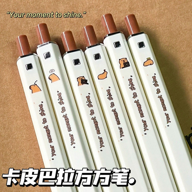 廢物專賣店 卡皮巴拉造型原子筆 擦擦筆 中性筆 - 學生禮物 交換禮物, 1個, 卡皮巴拉方方筆(隨機出貨), 卡皮巴拉方方筆(隨機出貨)