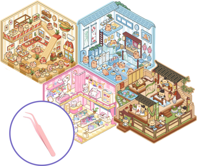 크랜브랑 틱톡유행 DIY 3D 집꾸미기 방꾸미기 스티커, 1개, 미니4종세트A