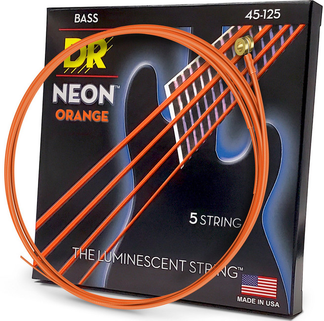 DR 스트링 하이-데프 네온 베이스 기타 스트링 (NOB5-45) DR Strings HI-DEF NEON Bass Guitar Strings (NOB5-45), 혼합색상, 1개, B0044CSVYM