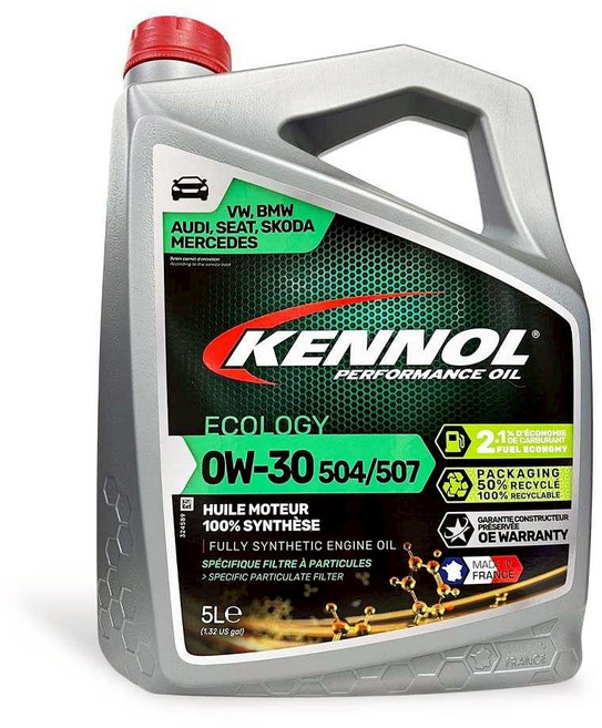 Kennol Ecology 0W-30 504/507 全合成引擎機油，適用福斯奧迪BMW，提升引擎效能, 0w30, 1個, 5L