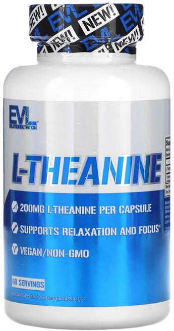 EVLution Nutrition l-테아닌 200mg 베지 캡슐 60정 Nutrition (이블루션 뉴트리션), 1개 - 쿠팡