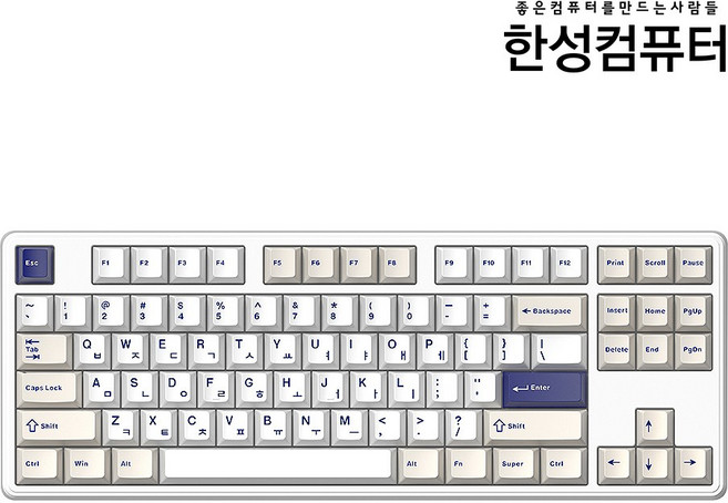 한성컴퓨터 저소음 가스켓 3모드 폼떡 유무선 기계식 텐키리스 기계식 키보드 35g, 오션화이트, GK797 PRO, 문라이트 도독