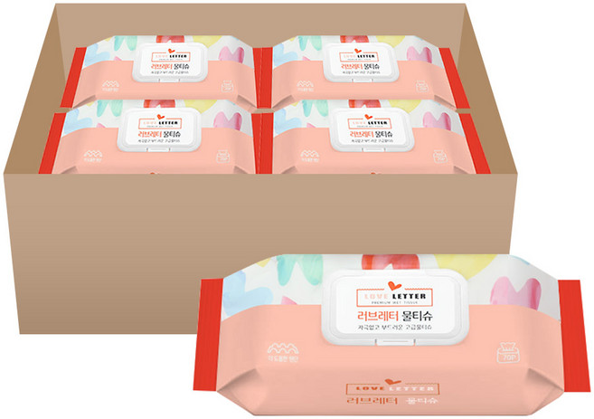 러브레터 물티슈 프리미엄 캡형 70매, 10개