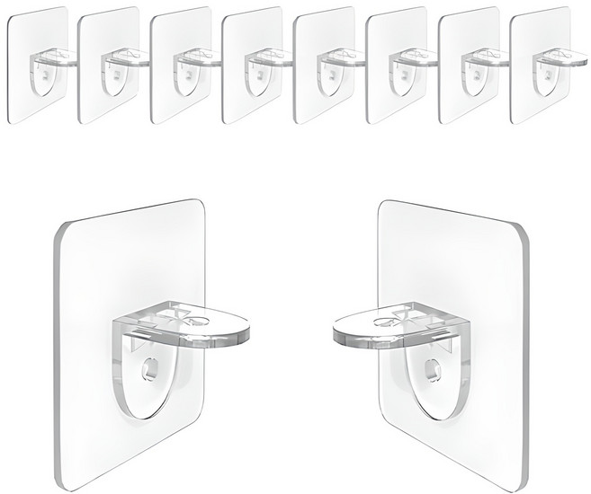 TheLiving 접착식 선반 받침 후크, 투명, 10개