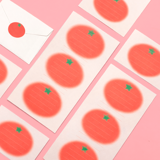 [무해해] 편지지 단품 대용량 감성 곰신 가성비 편지, 200개, 토마토