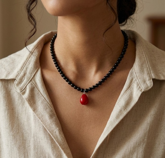 물방울 펜던트 구슬 비즈 체인 패션 초커 목걸이