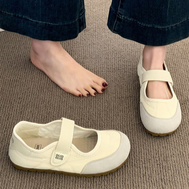 여성 편안한 슬립온 벨크로 스니커즈 캐주얼 트렌디 메리제인 운동화
