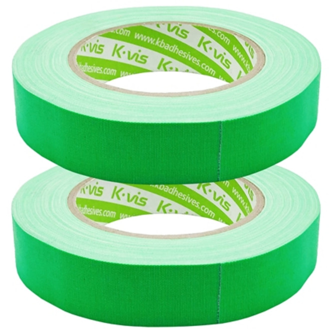 kvis 게퍼 개퍼 테이프 gaffer tape 형광녹색 25mm x 25M, 2개