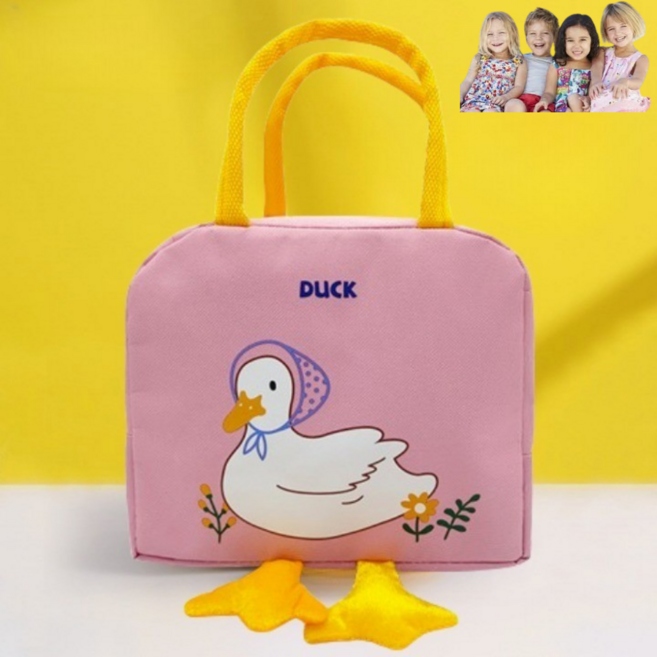 비너드 보온 보냉 백 피크닉 소풍 오리 도시락 가방, 핑크