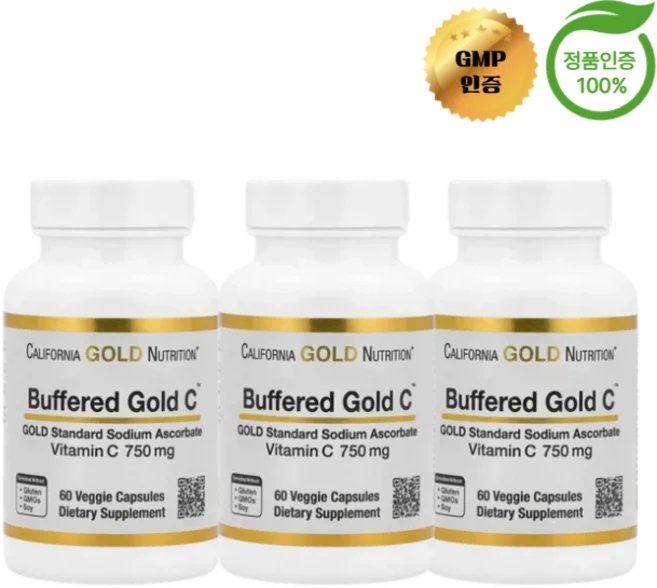 2+1 캘리포니아 골드 뉴트리션 CGN 완충형 비타민C 750mg 60정, 60회분, 3개 - 쿠팡