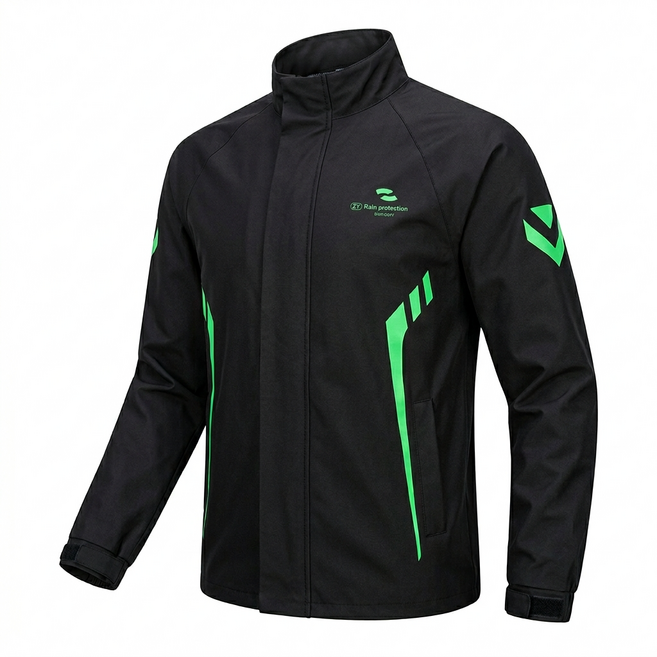 벨로아크 오토바이 우비 상하의 세트, 블랙+네온