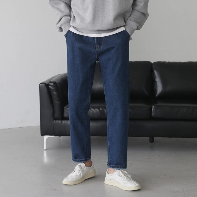 베이직바이블 남자 청바지 히든밴딩 스판 테이퍼드 빅사이즈 일자 워싱 국민 팬츠(5color)