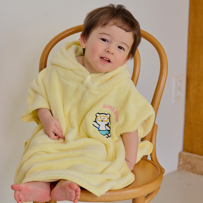 베베샤 아동 극세사 애니멀 후드 비치가운 목욕가운 수영타월