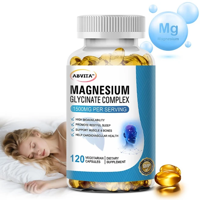 마그네슘 글리시네이트 60/120캡슐 고함량 1500mg + 비타민B6 D3 수면 근육 피로회복에 좋은 영양제 비건 캡슐 GMP 인증, 1개, 120정 - 쿠팡