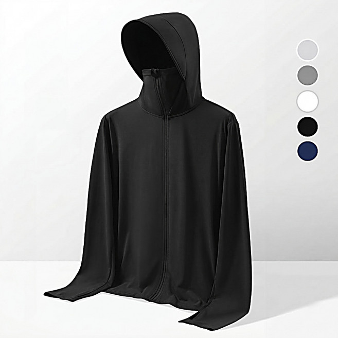 SUB22 자외선차단 쿨링 래쉬가드 집업 자켓 햇빛 가리개 후드티, 블랙