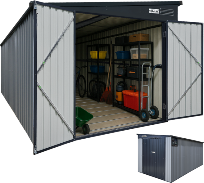 탑앤라이프 조립식창고 엣지-맥스 /야외창고/이동식창고/농막/전원주택창고/옥상창고/간이창고/창고, (솔리드방수코팅보드) 제외, (고강도플라스틱데크) 제외, (LED동작감지센서등) 제외