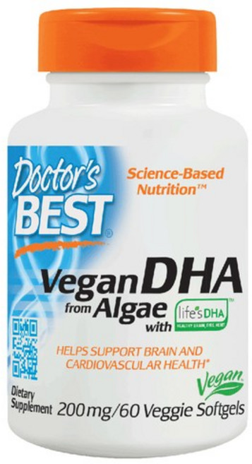 Doctor's BEST 藻類DHA 200mg 素食軟膠囊, 60顆, 1罐