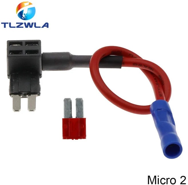 12V 미니 소형 자동차 퓨즈 홀더 10A 마이크로 표준 ATM 블레이드 회로 추가 탭 어댑터, 01 No fuse, 01 Micro 2