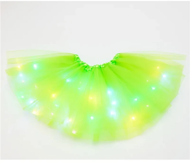여성용 라이트 업 투투 스커트 LED 파티 얇은 명주 그물 반짝이는 발레 빛나는 코스튬 결혼식 생일 레이브, 01 40cm for adults, 06 Light Green