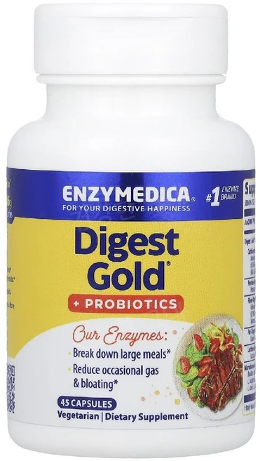 엔자이메디카 효소 다이제스트 골드 유산균 프로바이오틱스 45캡슐 락토바실러스 리파아제, 45 count, 1개 - 쿠팡