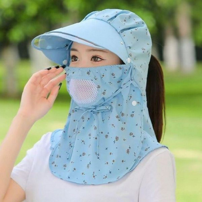 꽃패턴 목덮개 일체형 농작업모자 밭일 야외활동 햇빛차단 자외선차단 통풍망 여름용