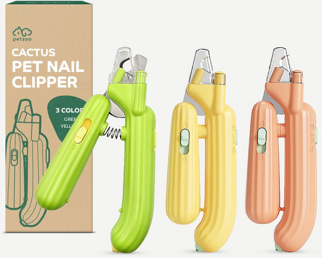 펫쭈 반려동물 LED 발톱깎이 다듬기, 발톱 깎이, 1개, 핑크