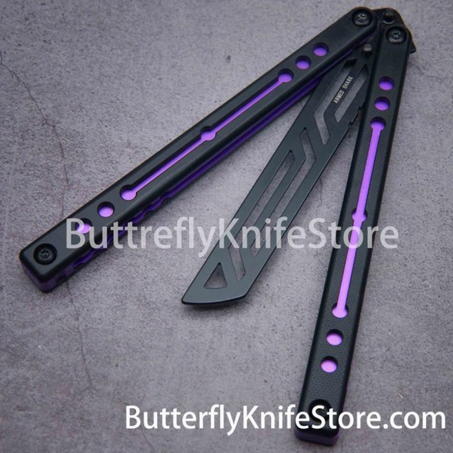 연습용 발리송 Shark-7075 노틸러스 클론 Balisong 버터플라이나이프 플리퍼 트레이너 안전 EDC 나이프 탭, 08 G10 black purple, 1개