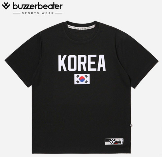 [버저비터] 농구 반팔 검정 블랙 KOREA FLAG 국대 티셔츠 TEE - BLACK