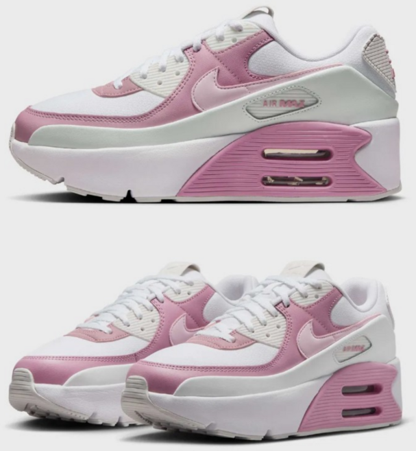 나이키 여성 운동화 에어맥스 90 LV8 멀티 핑크 PMN206 플랫폼 굽높은 키높이 쿠션 데일리 패션 신발