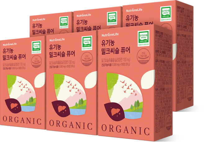 [무료배송/오늘출발] 뉴트리원 유기농 밀크씨슬 100% 식물성원료 유기가공식품인증 실리마린, 6개, 30정