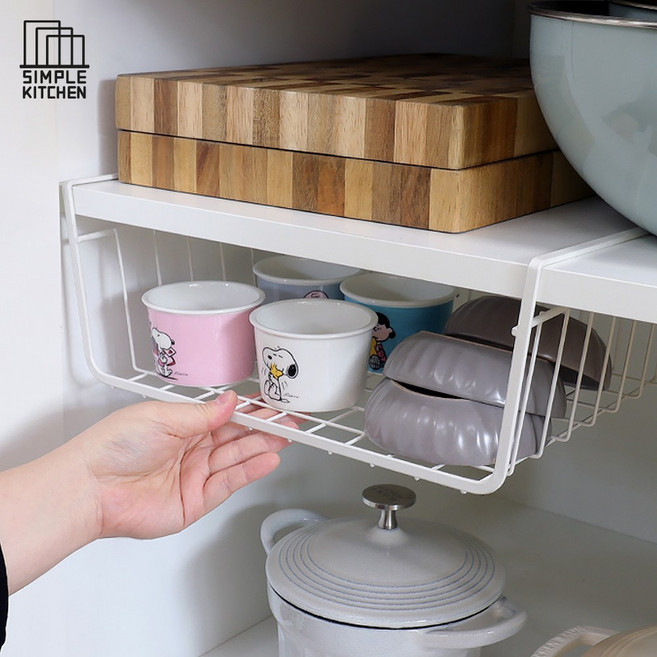 로얄스타 다용도 선반 걸이 바구니 012, 화이트