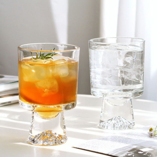 오엠 빈티지 고블렛 유리컵 340ml, 2개, 투명