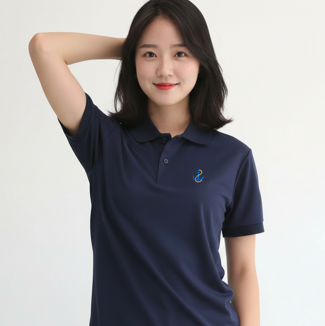 멋지군 쿨론 기능성 카라 닻 자수 빅사이즈 쿨 반팔 티셔츠