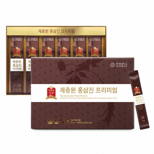 연세 생활건강 홍삼 진 프리미엄/진세노사이드 15 mg/6년근홍삼 농축액 녹용 침향 당귀 산수유/10g 30포