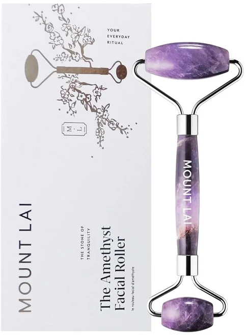 마운트 라이 핑 자수정 페이스 롤러 평온의 민감한 를 진정시키고 진정시키며 핑하는 페이셜 마사지기 광채를 위한 셀프 케어 의식, Roller, Bla Obsidian, 1개 - 쿠팡