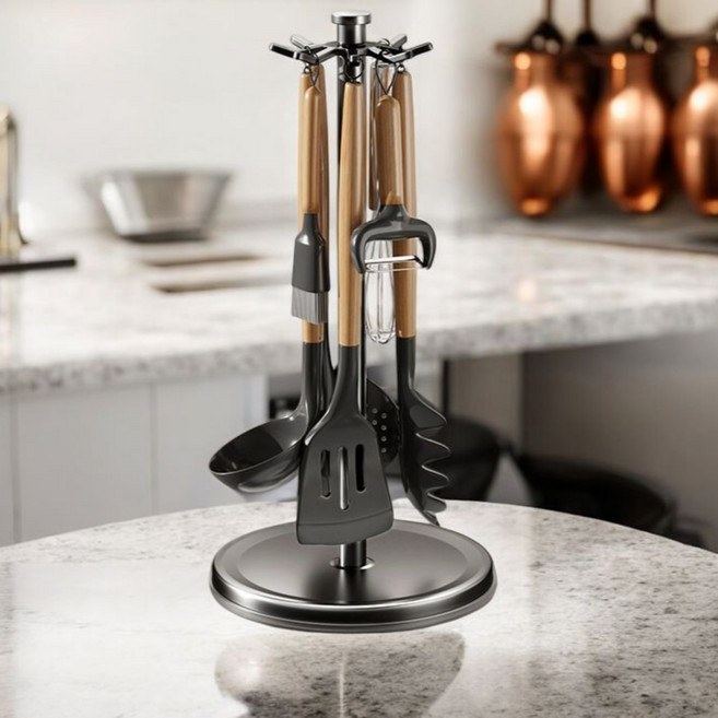 조이온셀 회전 주방도구 걸이대, 1개, 블랙