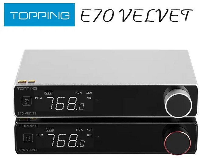 TOPPING E70 VELVET AK4499EX 디코더 XU316 DSD512 PCM768kHz Bluetooth 5 1 LDAC 24Bit/96kHz 원격 제어 E70V DAC, Black EU Plug, 1개