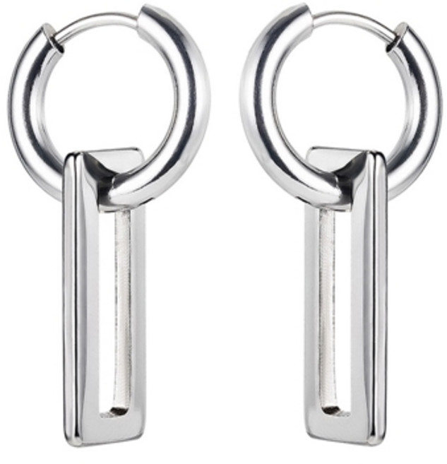 에르모사제이 맨즈 ME012 써지컬 스틸 투웨이 링귀걸이 스퀘어 남자 여자 커플 귀걸이