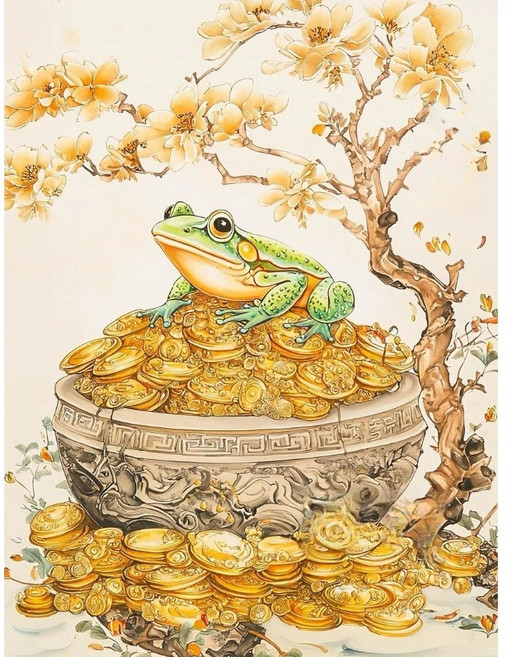 금화 지키는 두꺼비 조각퍼즐 금전운 재물을 모으는 풍수지리 동양화 직소퍼즐 어르신 효도선물 300 500 700 1000 1500피스, 1000피스(퍼즐유액없음), 금화 지키는 두꺼비5, 1개