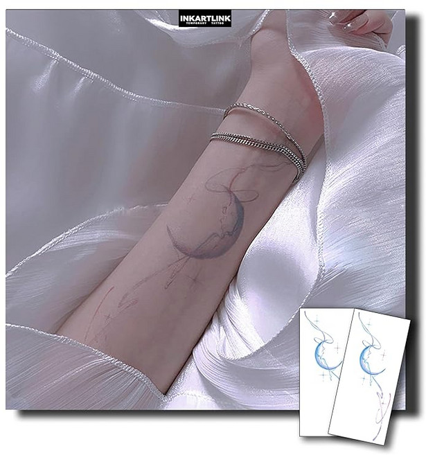 INKARTLINK 15일 지속 타투 스티커 귀여워 세련된 일시적인 바디 스티커 일시적인 타투 스티커 파티용 행사에 최적 월의 선