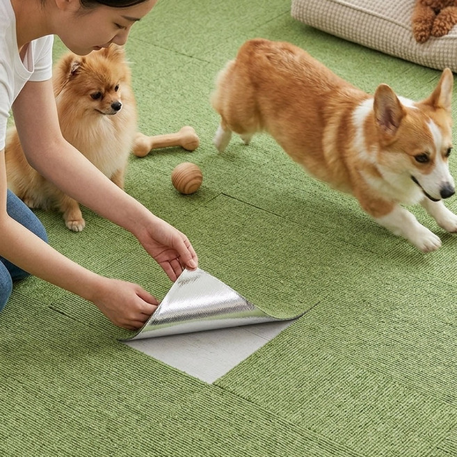 서플라이랩 다용도 접착식 타일 카페트 반려동물 미끄럼방지 단열효과 고양이 스크레쳐 10p, 4그린