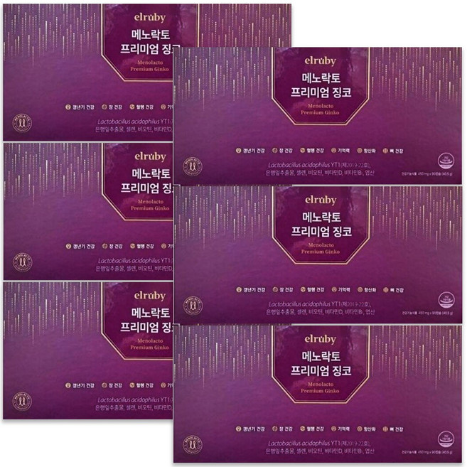휴온스 엘루비 메노락토 프리미엄 징코, 90정, 6개