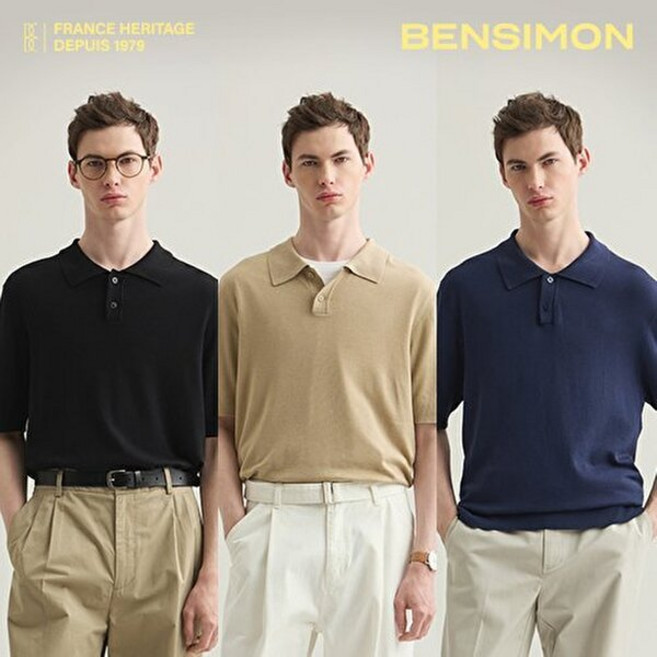 벤시몽 남성 비스코스 하프 카라 니트 3종