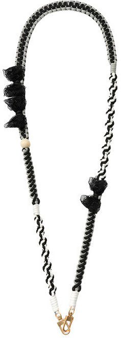 GS 3C 蕾絲蝴蝶結 手機掛繩 雙扣設計, 長款_黑色, 1個