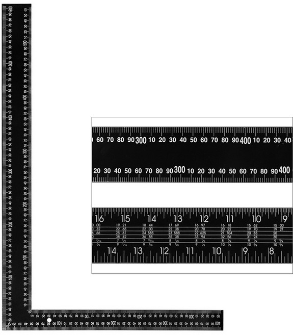 양면 직각자 400mm X 600mm, 블랙, 1개