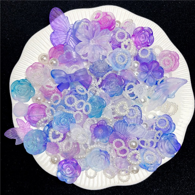 4색 무광 그라데이션 나비플라워 데코덴폰케이스탑꾸포꾸악세사리재료, (R48)20g 무광계톤 핑크색, 1개