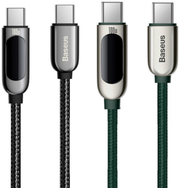 <라일레> 100W LED 디스플레이 고속충전+데이터 케이블 1m 스마트폰 맥북 노트북 연결, 그린, 1개